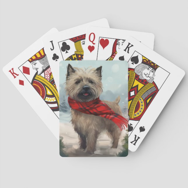 Cairn Terrier Hund i Snö jul Casinokort (Baksidan)