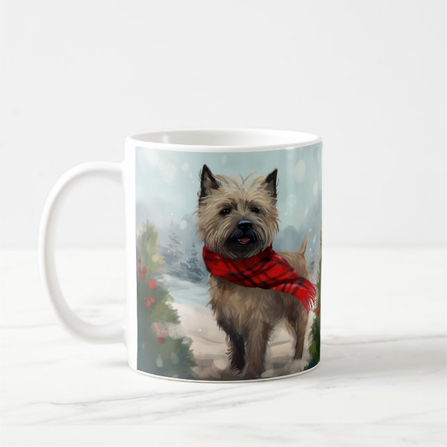 Cairn Terrier Hund i Snö jul Kaffemugg (Vänster)