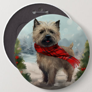 Cairn Terrier Hund i Snö jul Knapp