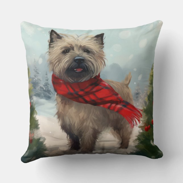 Cairn Terrier Hund i Snö jul Kudde (Baksida)