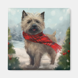Cairn Terrier Hund i Snö jul Magnet