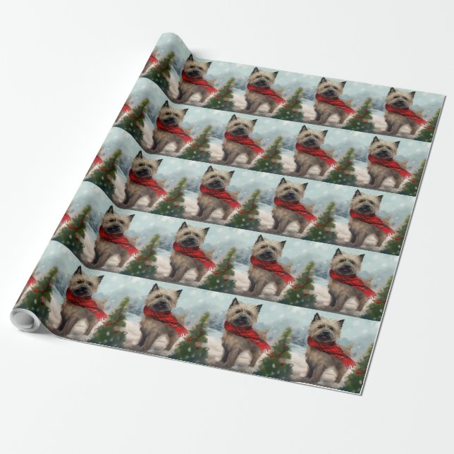 Cairn Terrier Hund i Snö jul Presentpapper (Utrullad)