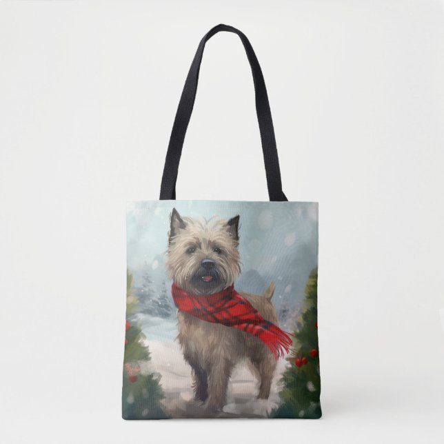 Cairn Terrier Hund i Snö jul Tygkasse (Framsida)