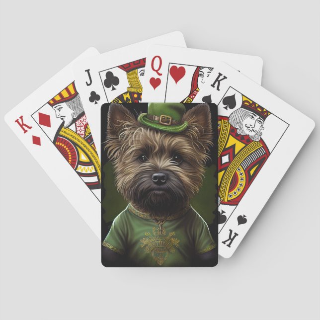 Cairn Terrier hund i St. Patrick Dress Casinokort (Baksidan)