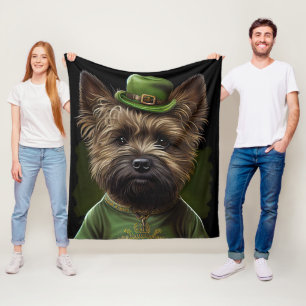 Cairn Terrier hund i St. Patrick Dress Fleecefilt