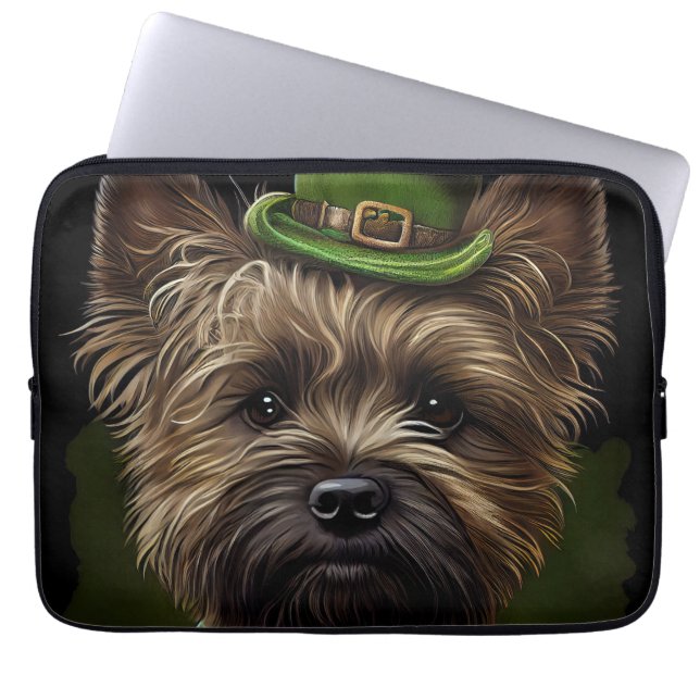 Cairn Terrier hund i St. Patrick Dress Laptop Fodral (Framsidan)