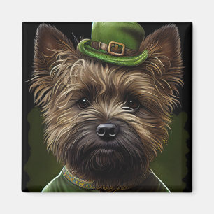 Cairn Terrier hund i St. Patrick Dress Magnet