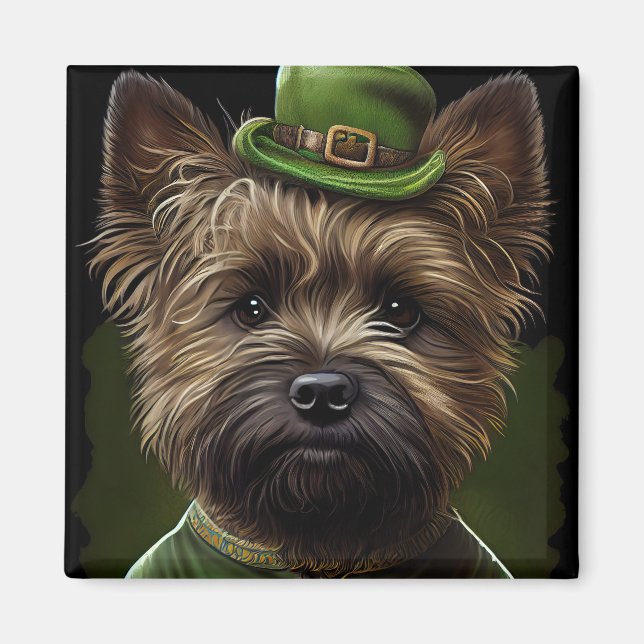Cairn Terrier hund i St. Patrick Dress Magnet (Framsidan)
