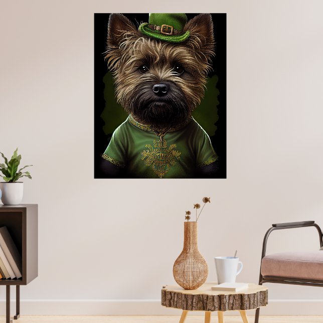 Cairn Terrier hund i St. Patrick Dress Poster (Vardagsrum 3)