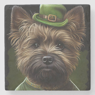 Cairn Terrier hund i St. Patrick Dress Stenunderlägg