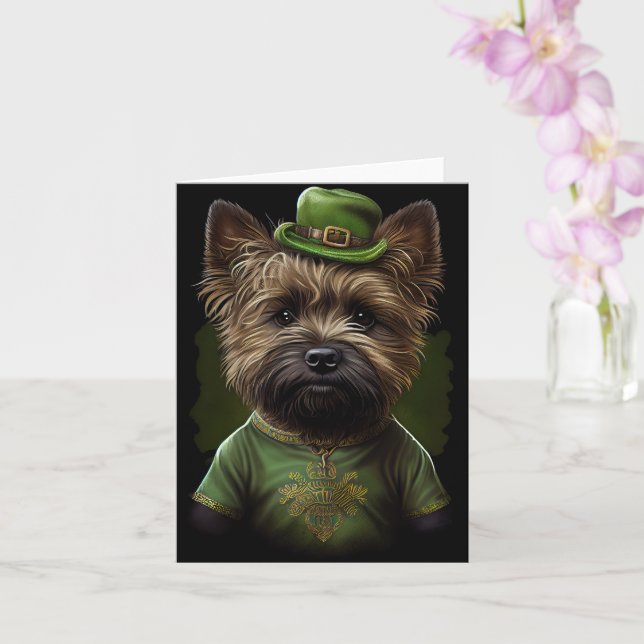 Cairn Terrier hund i St. Patricks dag dräkt Kort (Orkide)