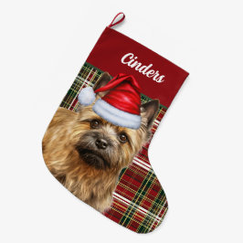 Cairn Terrier Hund med Helgdag Play Personlig Stor Julstrumpa