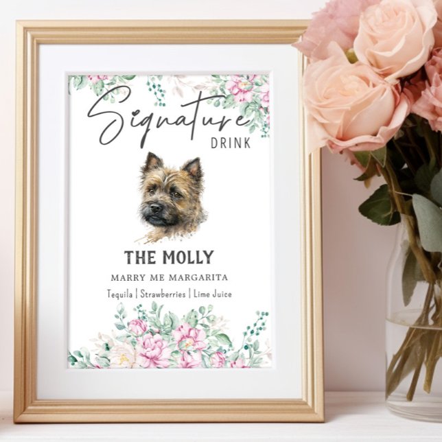 Cairn Terrier-Hund Namnteckning Drink-tecken Poster (Skapare uppladdad)