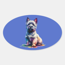 Cairn Terrier Hund Ovalt Klistermärke