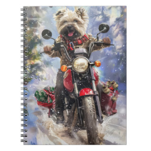 Cairn Terrier Hund Riding Motorcle jul Anteckningsbok
