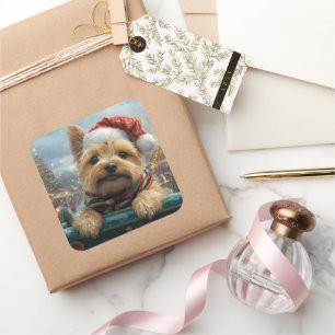 Cairn Terrier Hund Roller Underlägg jul Fyrkantigt Klistermärke