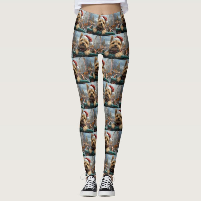 Cairn Terrier Hund Rulltrappa Jul Leggings (Framsida)