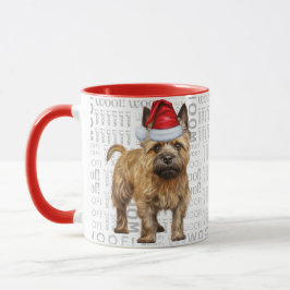 Cairn Terrier Hund Santa on Woof Background Mugg
