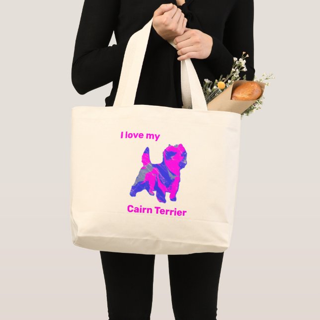 Cairn Terrier Hund Silhouette Crazy Shock rosa Jumbo Tygkasse (Framsida (produkt))