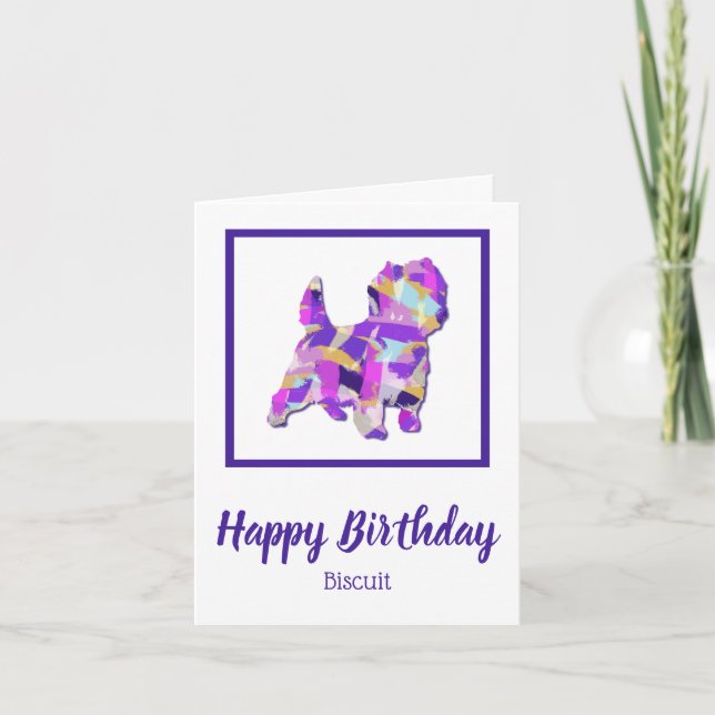 Cairn Terrier Hund Silhouette Cute PPY&B Birthday Kort (Framsida)