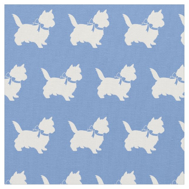 Cairn Terrier Hund Silhouette Pet Light Blue Tyg (Närbild)