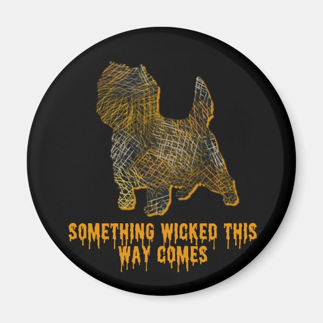 Cairn Terrier Hund Silhouette Roligt Halloween Magnet (Framsidan)