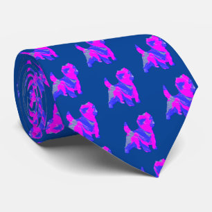 Cairn Terrier Hund Silhouette Rosa & Blue Mörk blå Slips