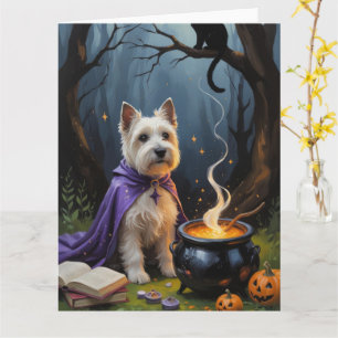 Cairn Terrier Hund Whimsical Halloween-målning Kort