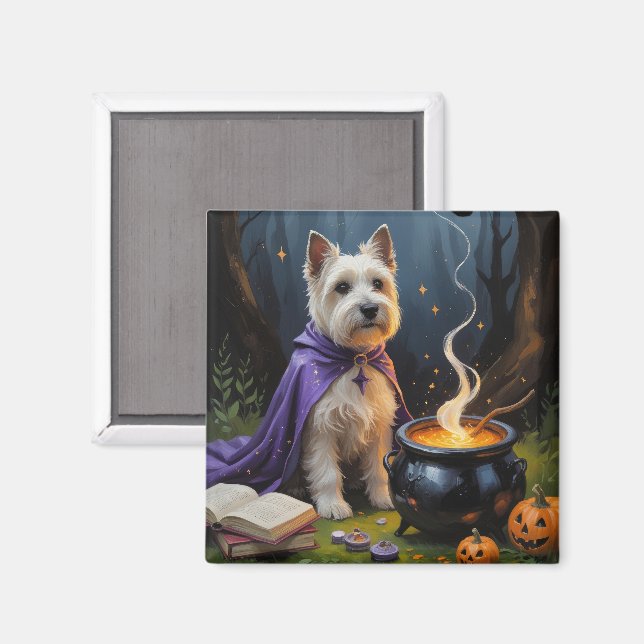 Cairn Terrier Hund Whimsical Halloween-målning Magnet (Front/Back)
