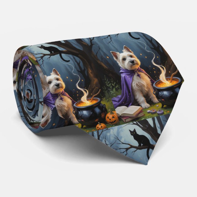Cairn Terrier Hund Whimsical Halloween-målning Slips (Rullad)