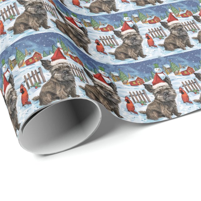 Cairn Terrier Hund Winter Wonderland jul Joy Presentpapper (Rullad Hörn)