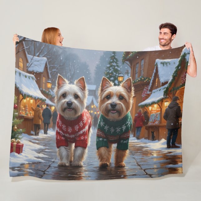 Cairn Terrier Hundar Jul Snö Högtid  Fleecefilt (På plats)