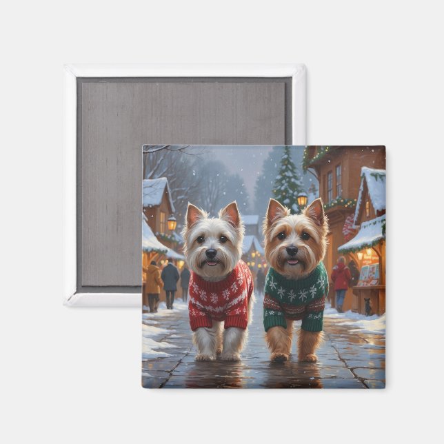 Cairn Terrier Hundar Jul Snö Högtid  Magnet (Front/Back)