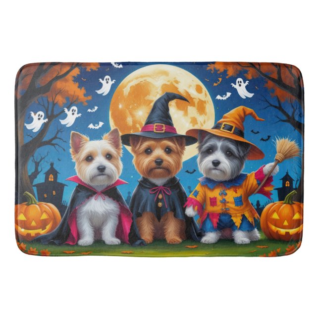Cairn Terrier Hundar Pumpa Halloween Rolig Badrumsmatta (Framsidan)