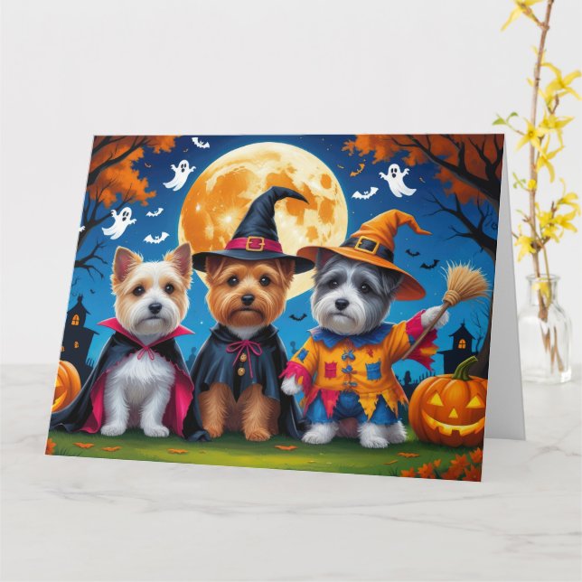 Cairn Terrier Hundar Pumpkin Halloween Funny Kort (Gul blomma)