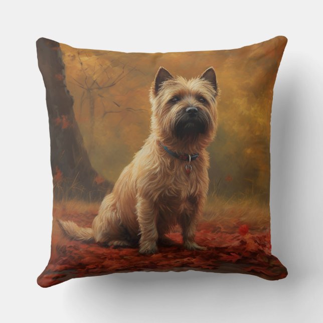Cairn Terrier i Höst löv Fall Inspire Kudde (Baksida)