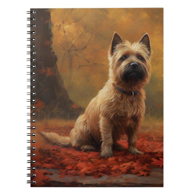 Cairn Terrier i höstlöv Fall Inspire Anteckningsbok (Framsidan)