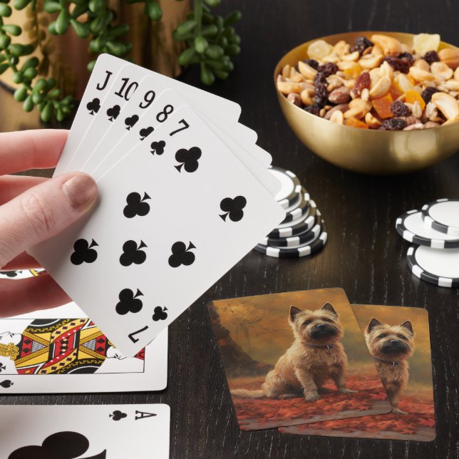 Cairn Terrier i höstlöv Fall Inspire Casinokort (På plats)