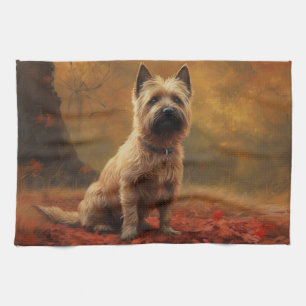 Cairn Terrier i höstlöv Fall Inspire Kökshandduk