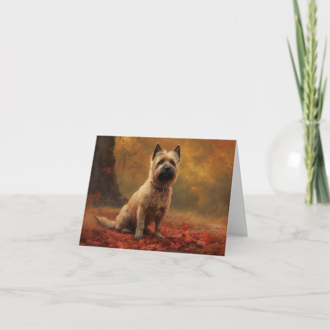 Cairn Terrier i höstlöv Fall Inspire Kort (Framsida)