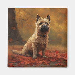 Cairn Terrier i höstlöv Fall Inspire Magnet