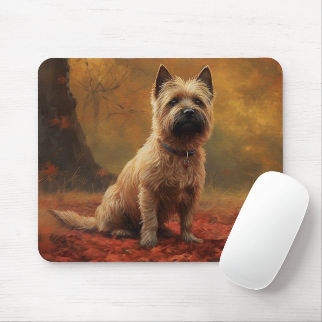 Cairn Terrier i höstlöv Fall Inspire  Musmatta (Med mus)