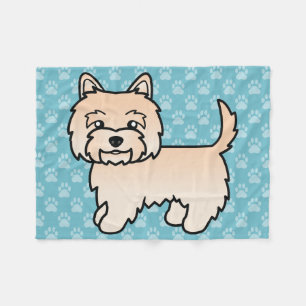 Cairn Terrier Illustration i Tecknad Stil med Kräm Fleecefilt