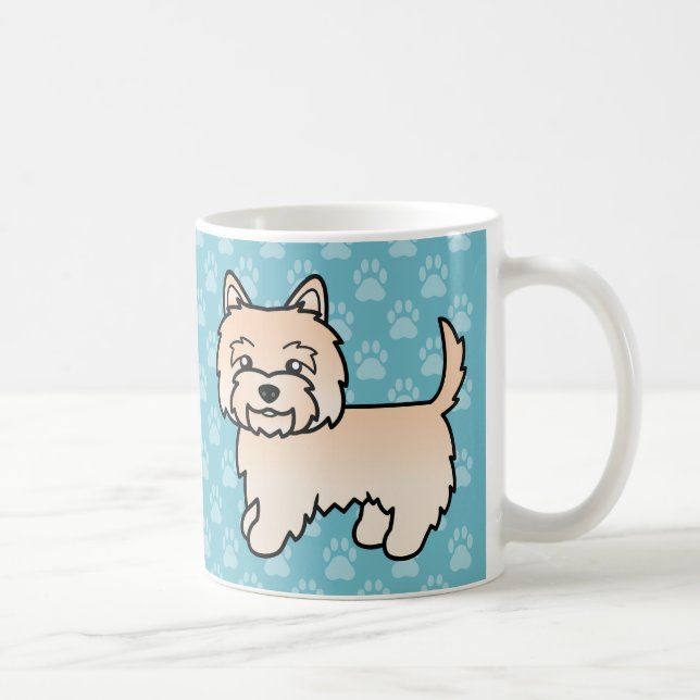 Cairn Terrier Illustration i Tecknad Stil med Kräm Kaffemugg (Höger)