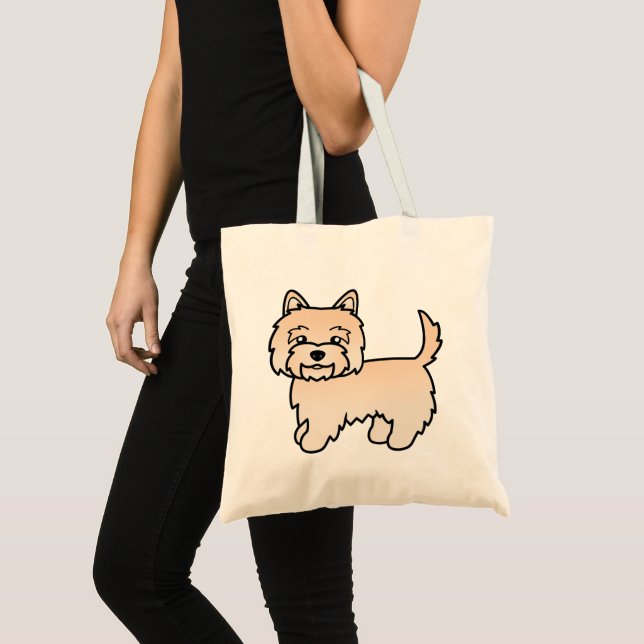 Cairn Terrier Illustration i Tecknad Stil med Kräm Tygkasse (Framsida (produkt))