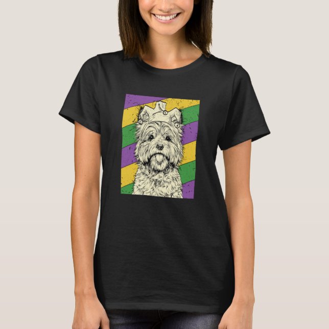 Cairn Terrier Jester Mardi Gras Dog Mom or Dad T Shirt (Framsida)