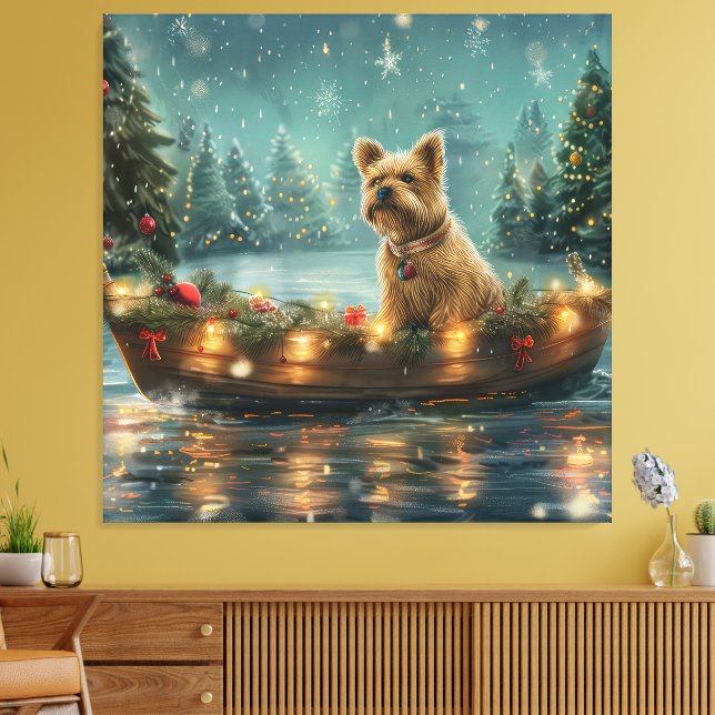 Cairn Terrier jul - festlig resa Canvastryck (Insitu (Vardagsrum))
