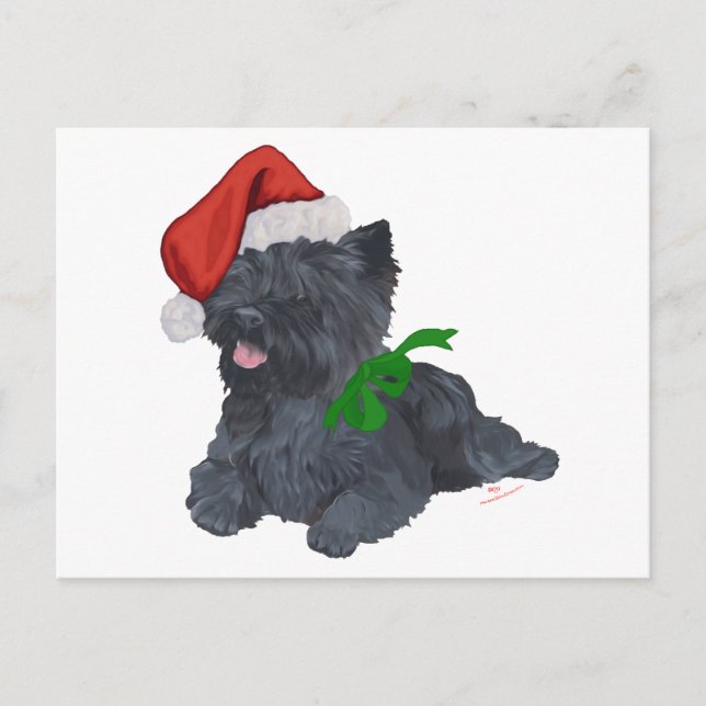 Cairn Terrier Jul Helg Vykort (Framsida)