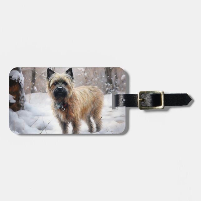 Cairn Terrier Låt det snöa jul Bagagebricka (Horisontell Framsida)