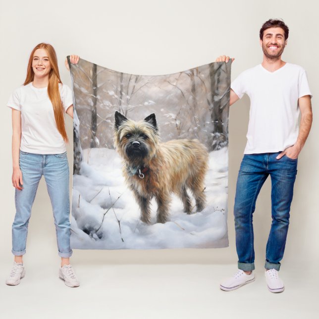 Cairn Terrier Låt det snöa jul Fleecefilt (På plats)